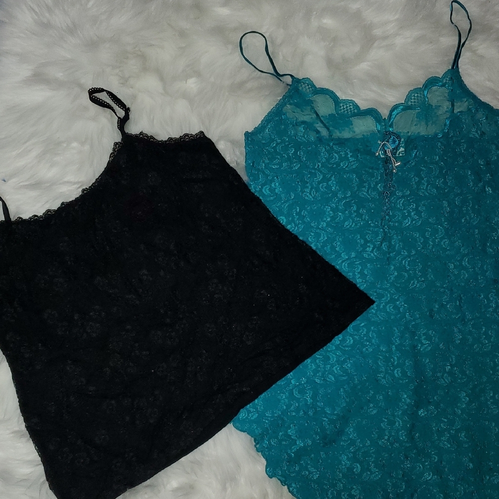 Elle Black and Teal Lace Camisoles